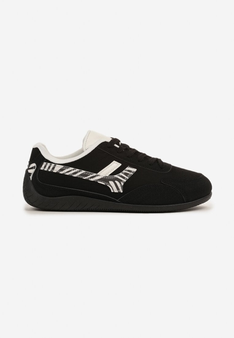 Czarne Sneakersy z Geometrycznym Motywem w Zeberkę Arpolia