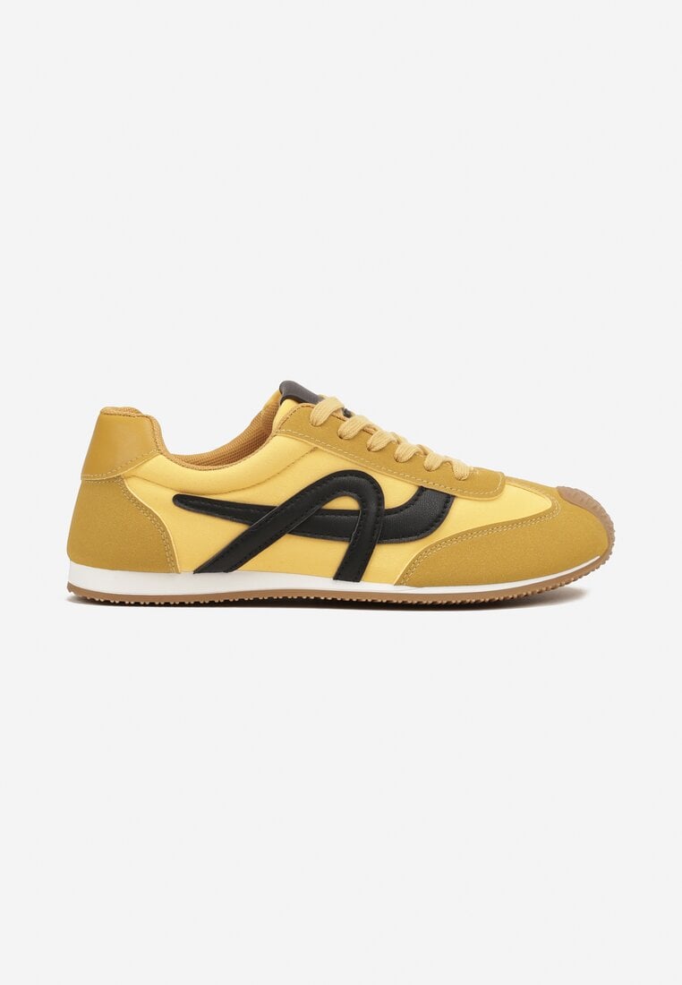 Żółte Sneakersy z Geometrycznym Wzorem Arnenta