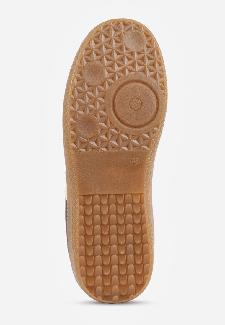 Brązowe Casualowe Sneakersy na Płaskiej Podeszwie z Paskami Jereria