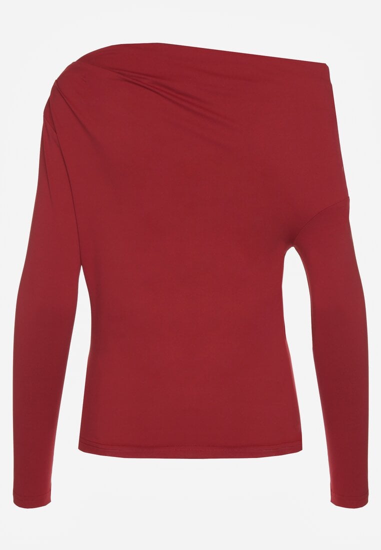 Bordowa Bluzka Longsleeve Vices z Asymetrycznym Dekoltem Fertie