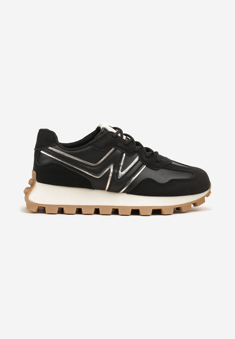 Czarne Sneakersy Ozdobione Geometrycznym Motywem Annerie