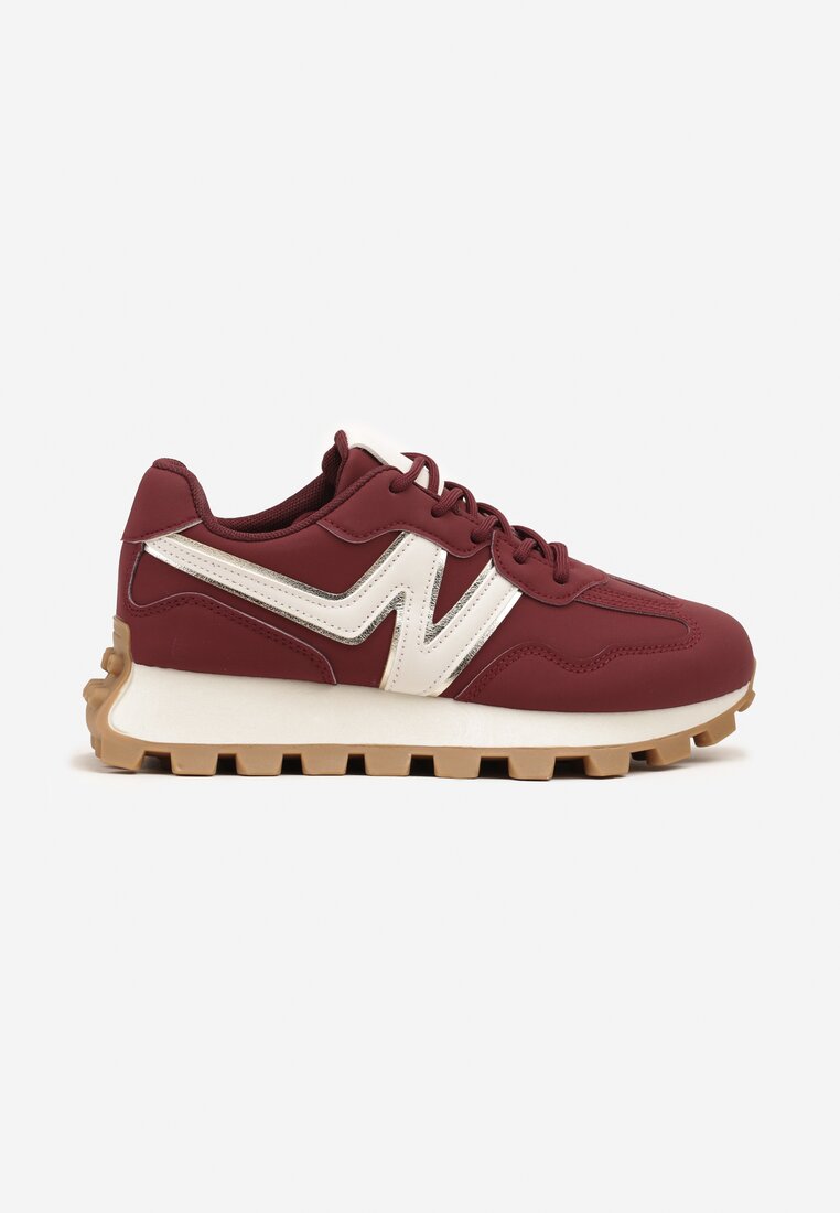 Bordowe Sneakersy Ozdobione Geometrycznym Motywem Annerie