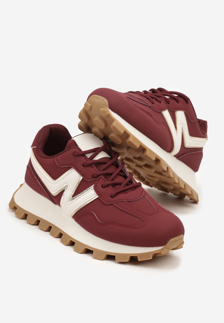 Bordowe Sneakersy Ozdobione Geometrycznym Motywem Annerie
