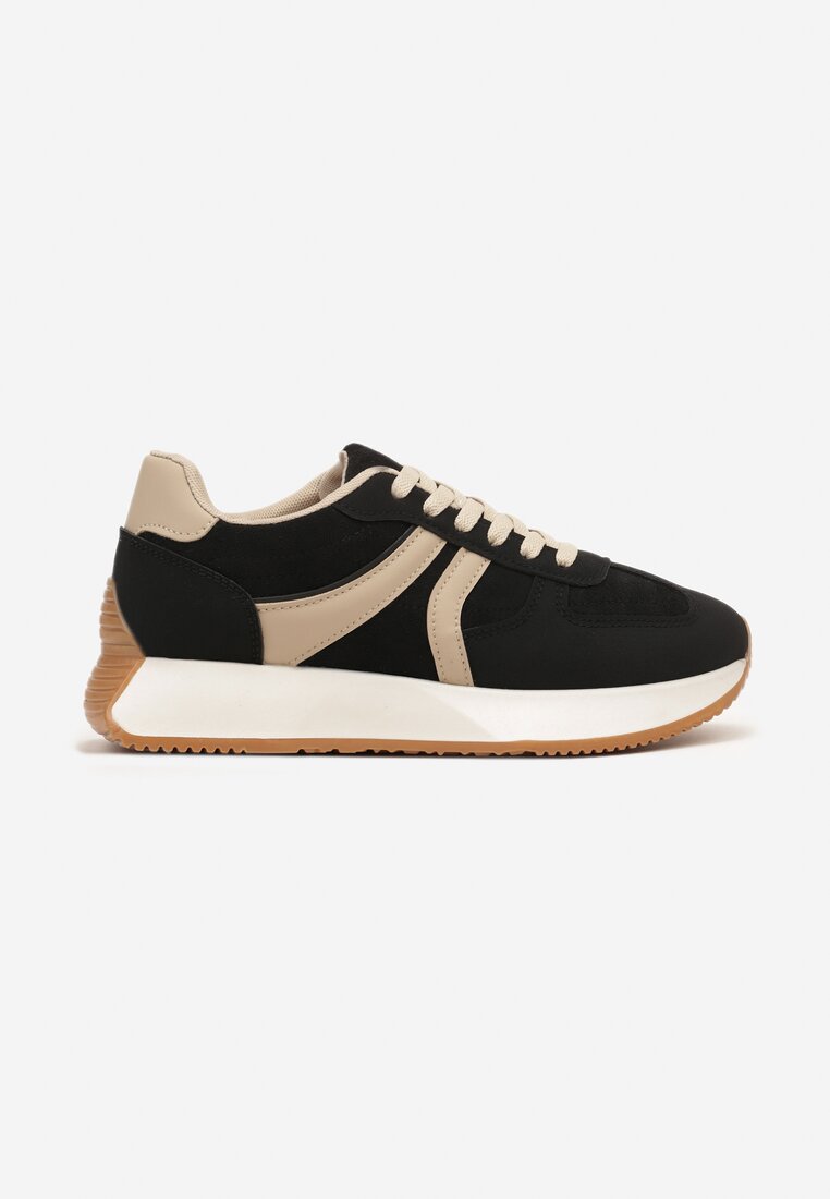 Czarne Sneakersy z Geometrycznym Wzorem Velwettia