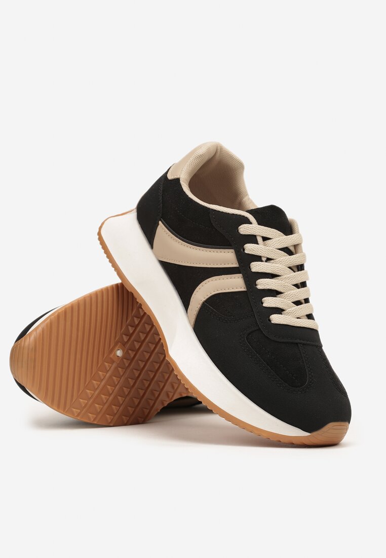 Czarne Sneakersy z Geometrycznym Wzorem Velwettia