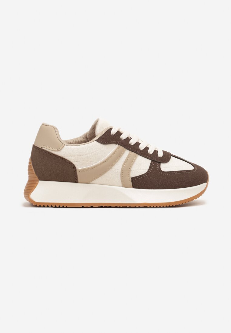 Brązowe Sneakersy z Geometrycznym Wzorem Velwettia