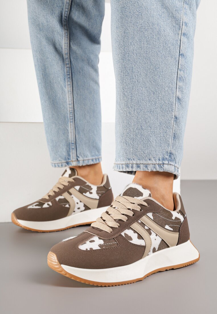 Czarno-Białe Sneakersy z Geometrycznym Wzorem Velwettia