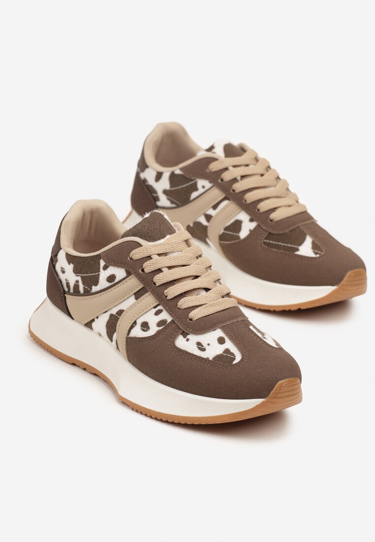 Czarno-Białe Sneakersy z Geometrycznym Wzorem Velwettia