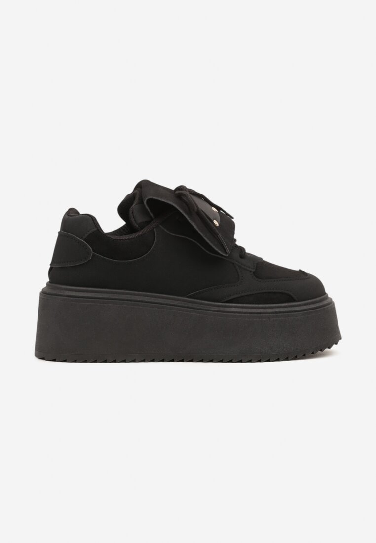 Czarne Sneakersy Ozdobione Kokardą i Wywiniętym Językiem Ivalione