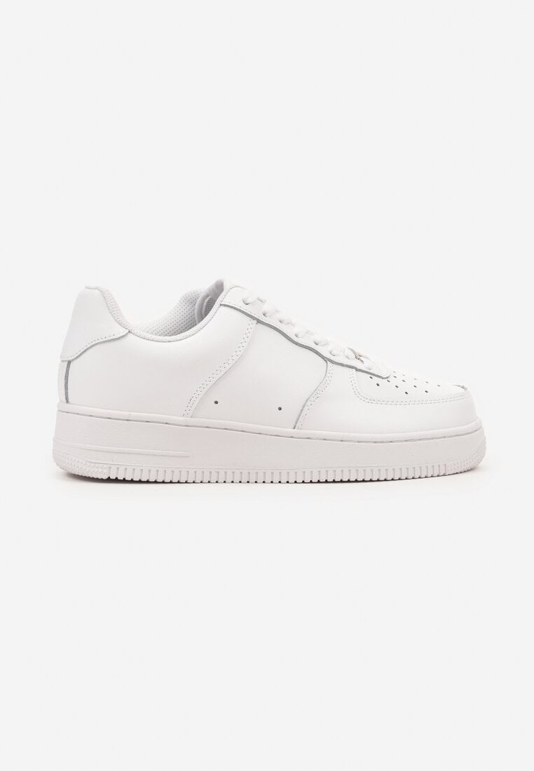 Białe Sneakersy ze Skóry Naturalnej z Perforacją Rilarose