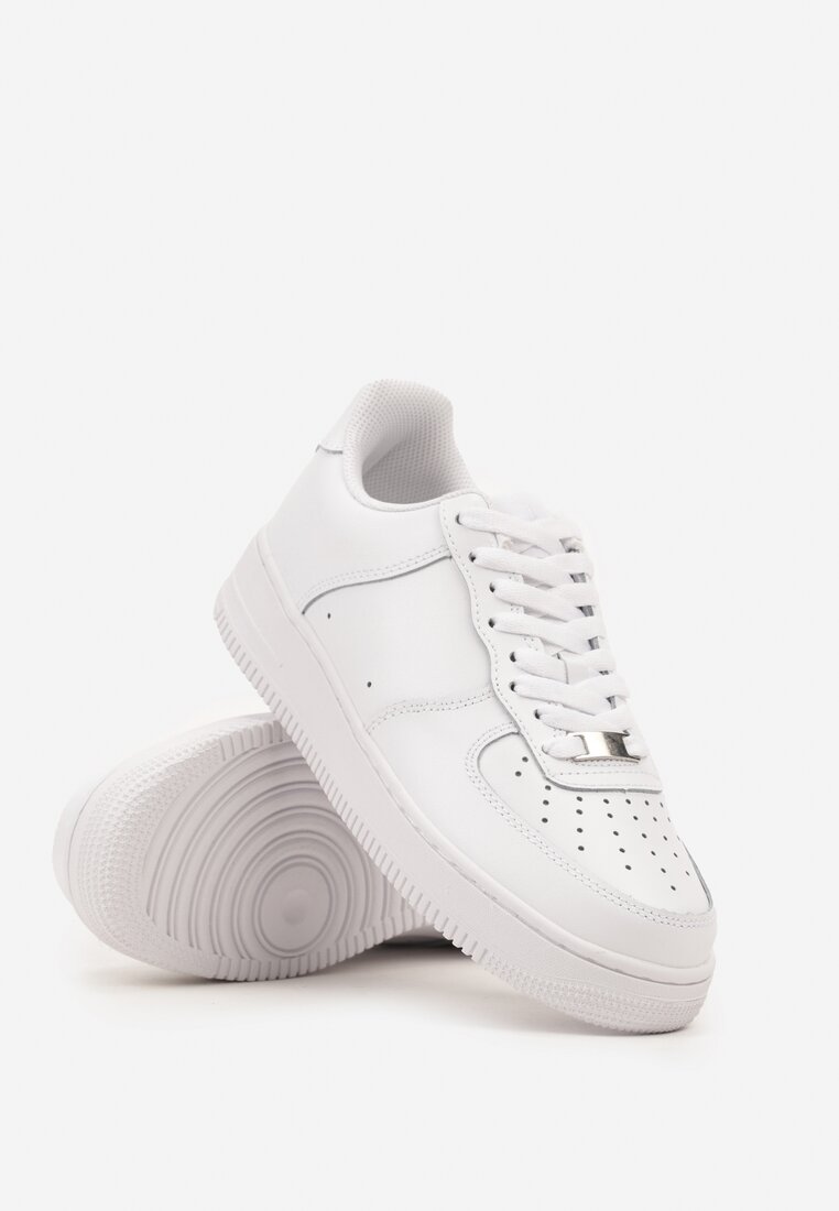 Białe Sneakersy ze Skóry Naturalnej z Perforacją Rilarose