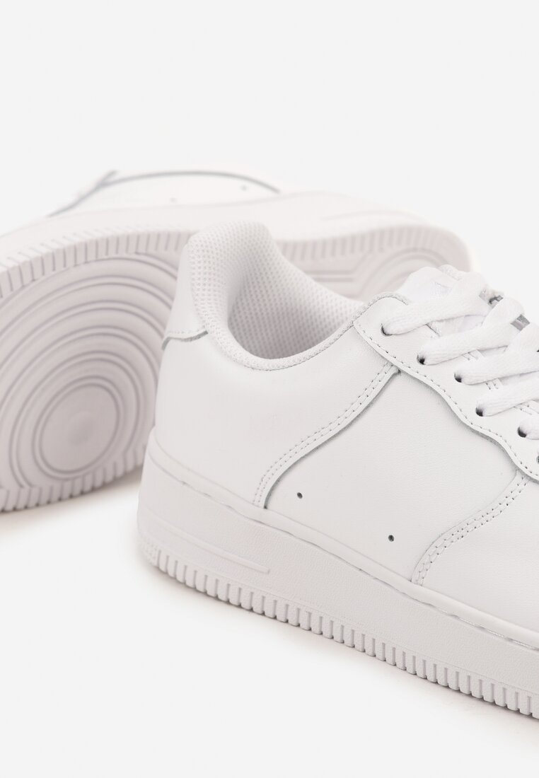 Białe Sneakersy ze Skóry Naturalnej z Perforacją Rilarose