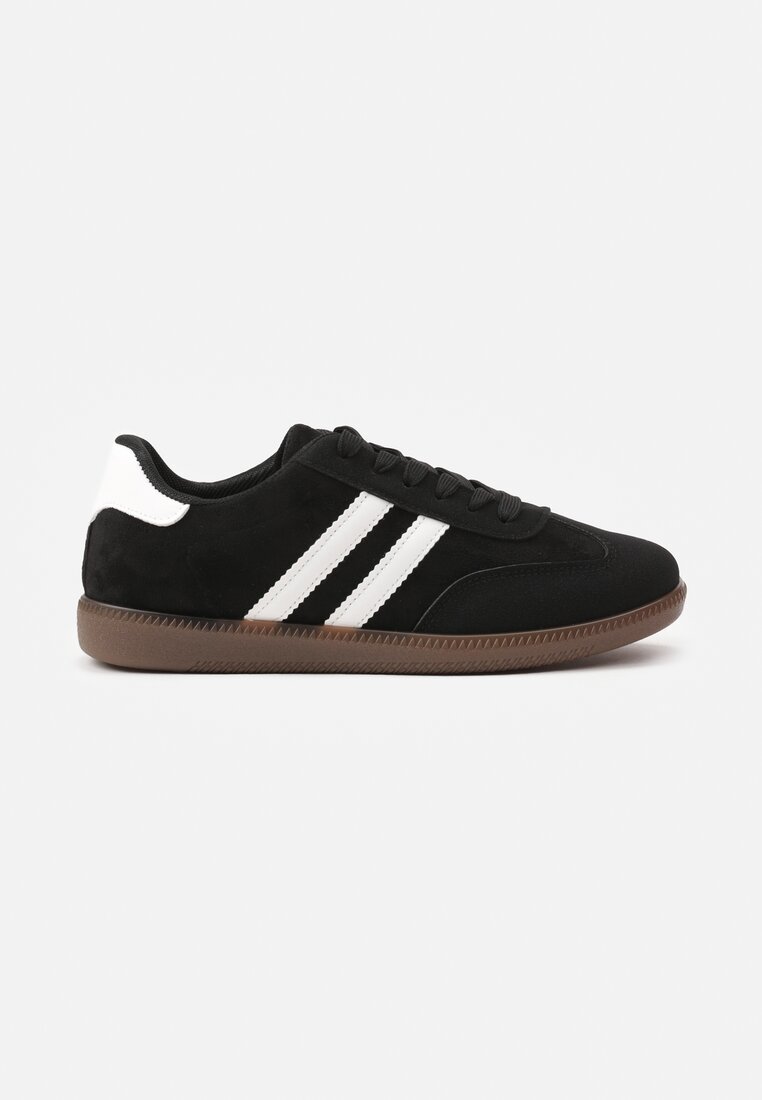 Czarne Sneakersy z Geometrycznym Wzorem Naliette