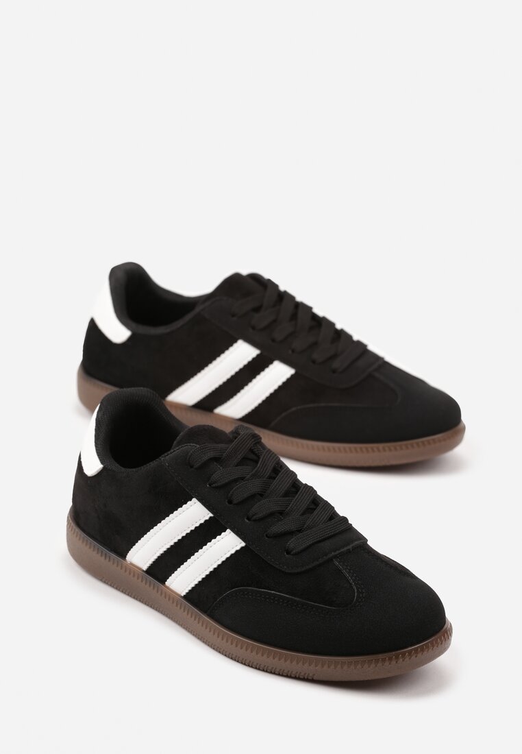 Czarne Sneakersy z Geometrycznym Wzorem Naliette