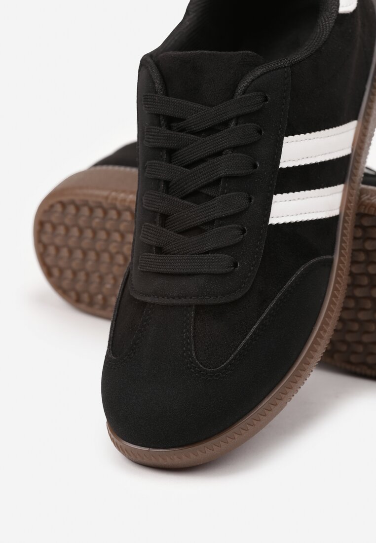 Czarne Sneakersy z Geometrycznym Wzorem Naliette
