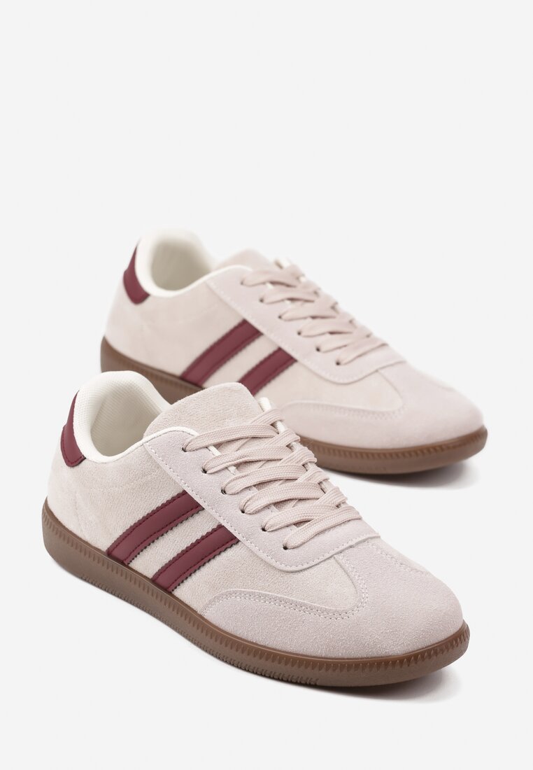 Beżowe Sneakersy z Geometrycznym Wzorem Naliette