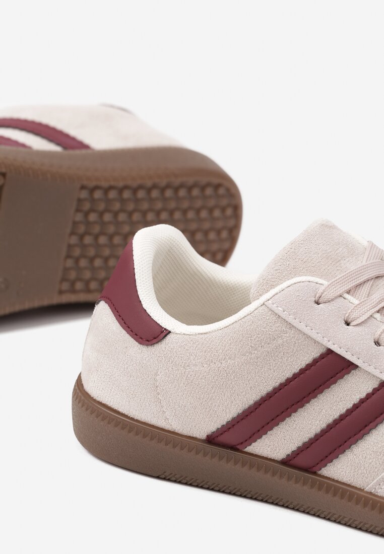 Beżowe Sneakersy z Geometrycznym Wzorem Naliette