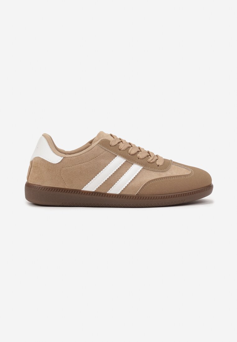Ciemnobeżowe Sneakersy z Geometrycznym Wzorem Naliette