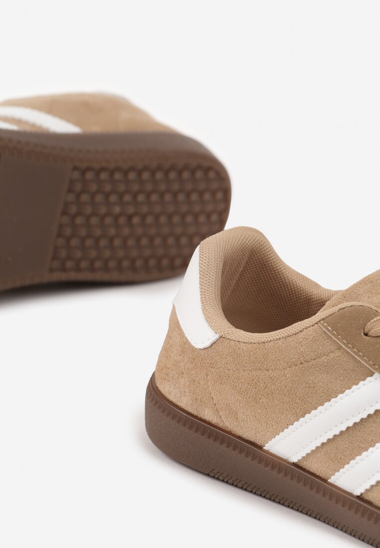 Ciemnobeżowe Sneakersy z Geometrycznym Wzorem Naliette