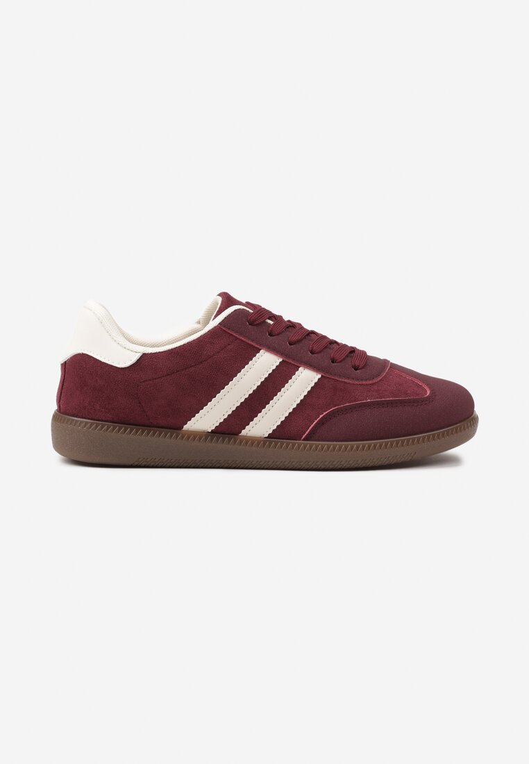 Bordowe Sneakersy z Geometrycznym Wzorem Naliette