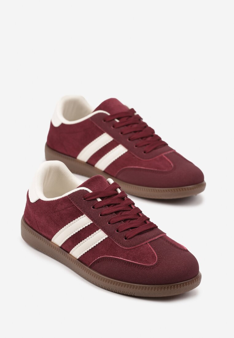 Bordowe Sneakersy z Geometrycznym Wzorem Naliette