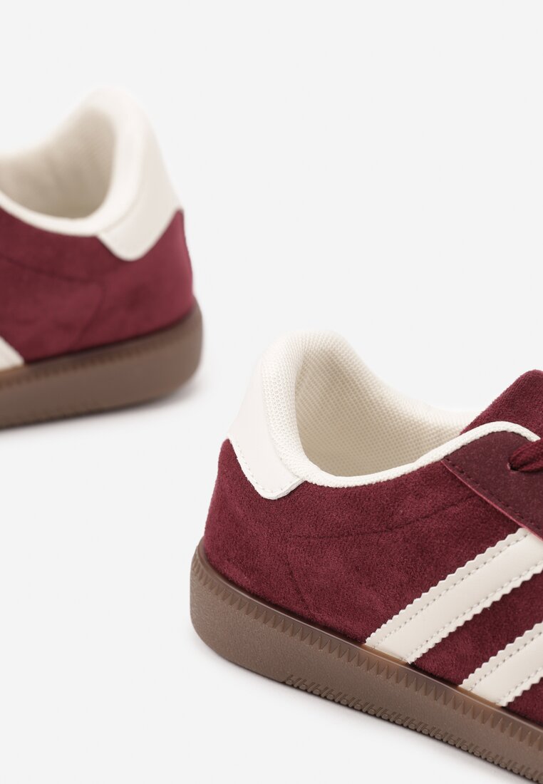 Bordowe Sneakersy z Geometrycznym Wzorem Naliette