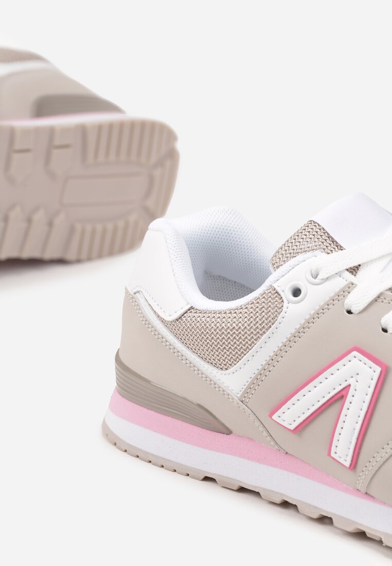 Ciemnobeżowe Sneakersy Ozdobione Geometrycznym Motywem Rilenessa