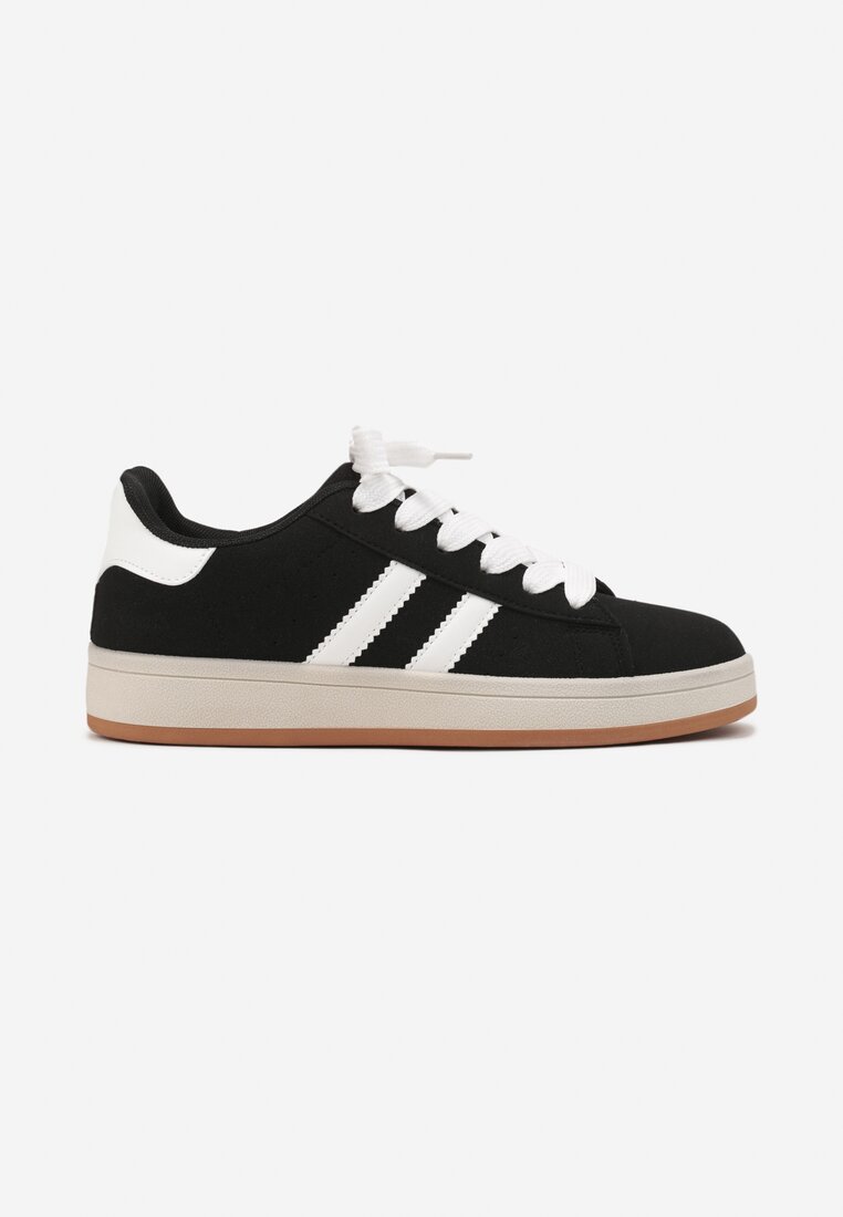 Czarno-Białe Sneakersy z Geometrycznym Wzorem Rillomia