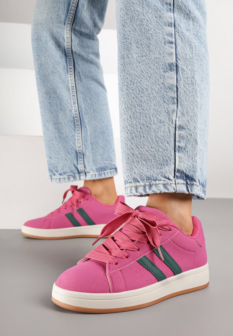 Różowe Sneakersy z Geometrycznym Wzorem Rillomia