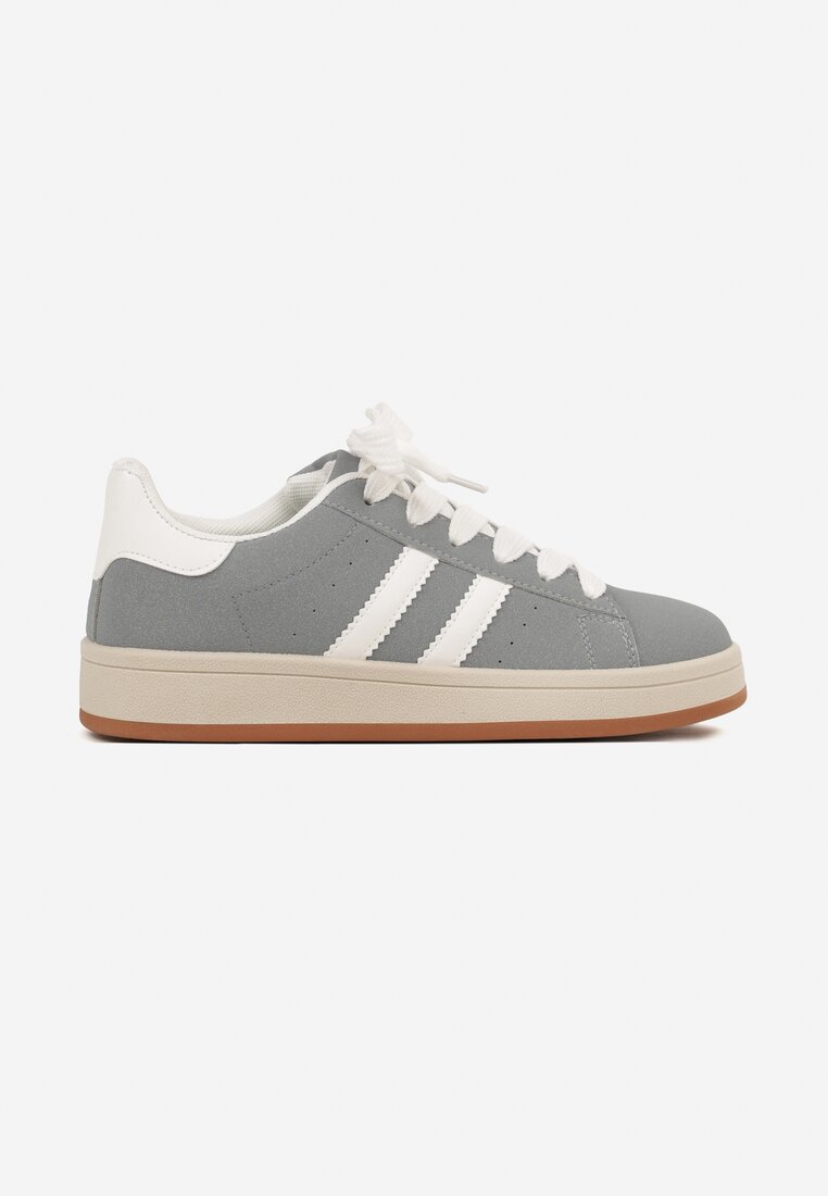 Szaro-Białe Sneakersy z Geometrycznym Wzorem Rillomia