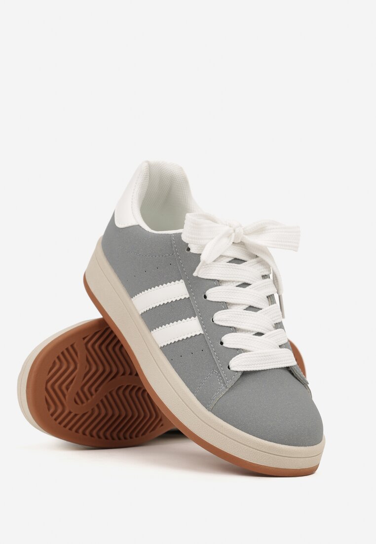 Szaro-Białe Sneakersy z Geometrycznym Wzorem Rillomia