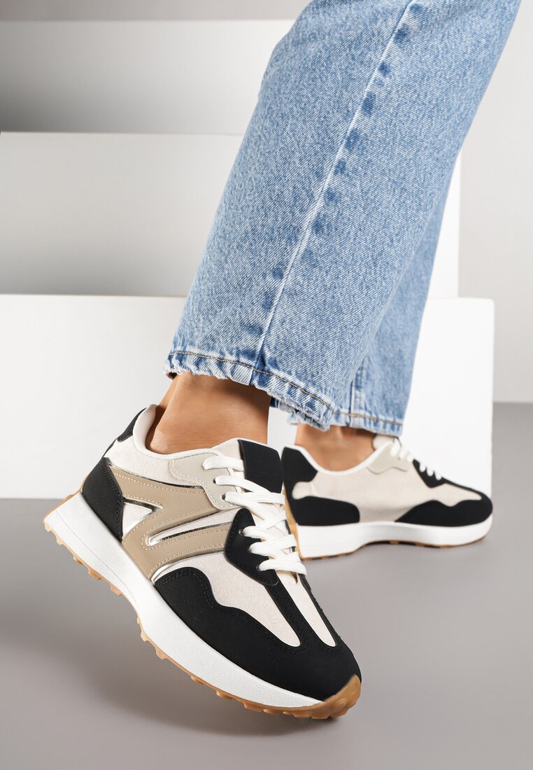 Czarne Sneakersy Ozdobione Geometrycznym Motywem Rilameia
