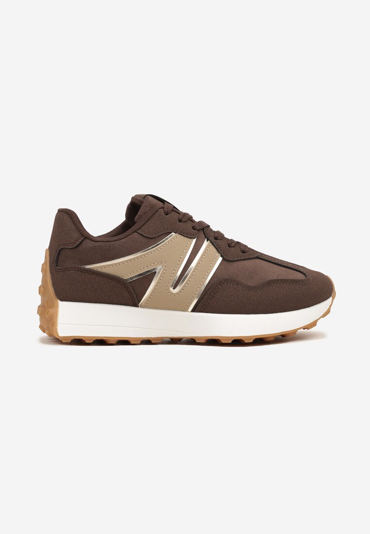 Brązowe Sneakersy Ozdobione Geometrycznym Motywem Rilameia