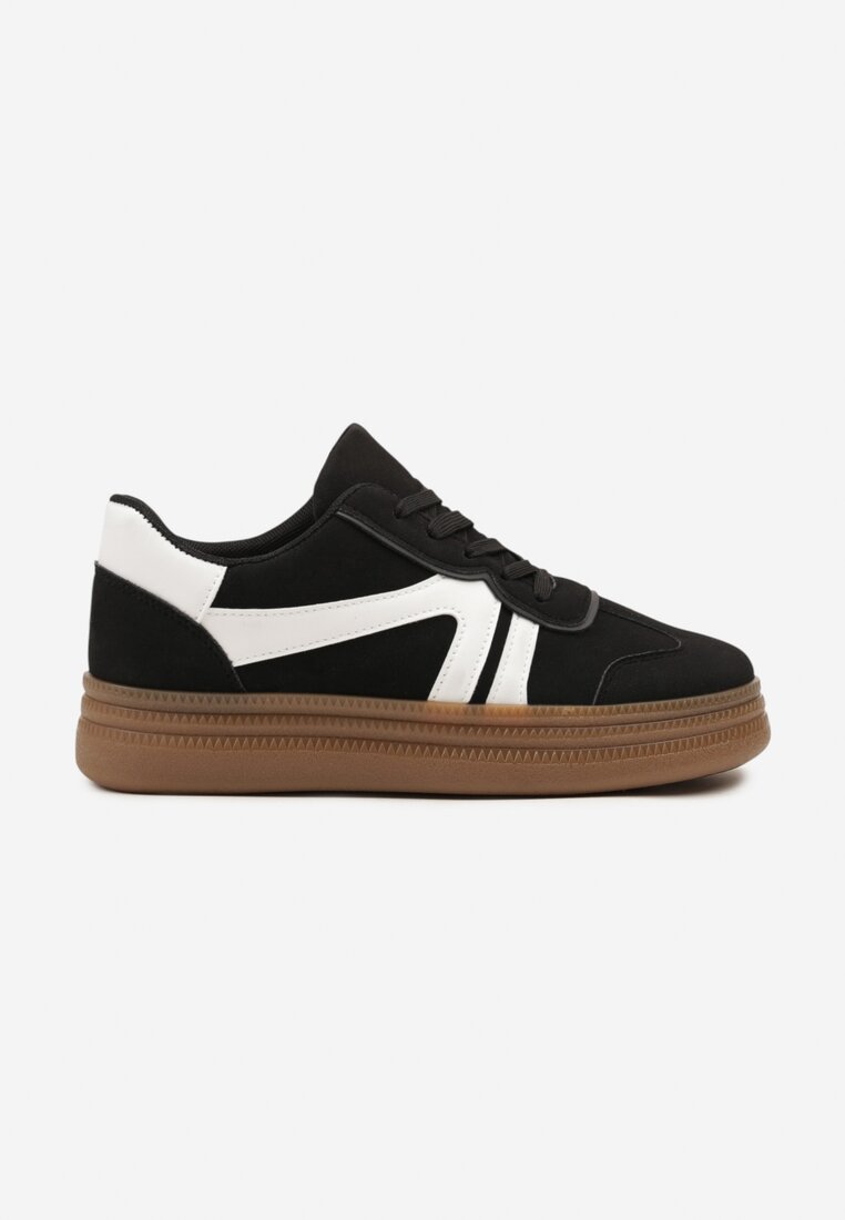 Czarne Sneakersy Tenisówki Ozdobione Geometrycznym Wzorem Shie