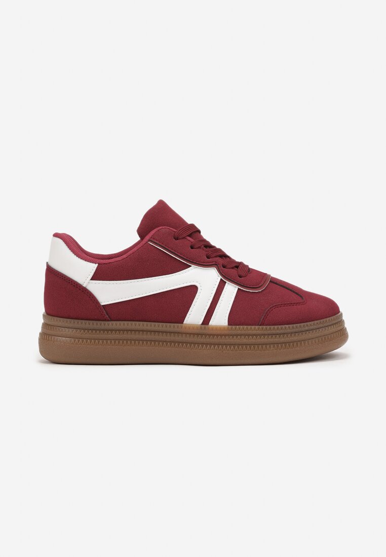 Bordowe Sneakersy Tenisówki Ozdobione Geometrycznym Wzorem Shie