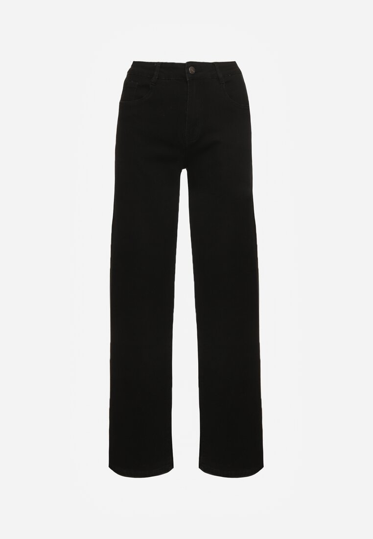 Czarne Jeansy High Waist z Szeroką Nogawką Riloresa
