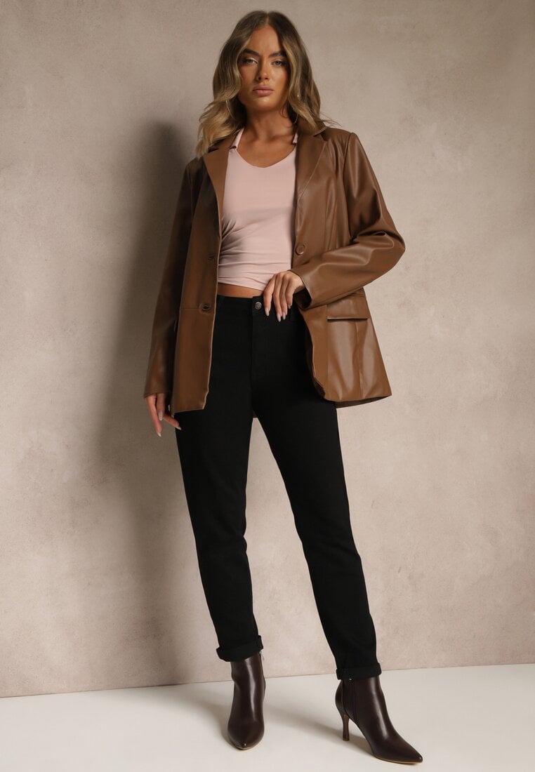 Czarne Jeansy Mom Fit w Klasycznym Stylu Bellaxia