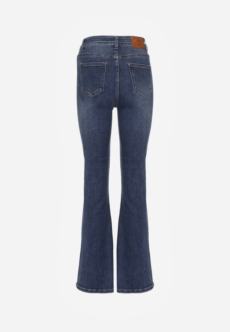 Niebieskie Jeansy High Waist o Kroju Dzwonów Finvenne