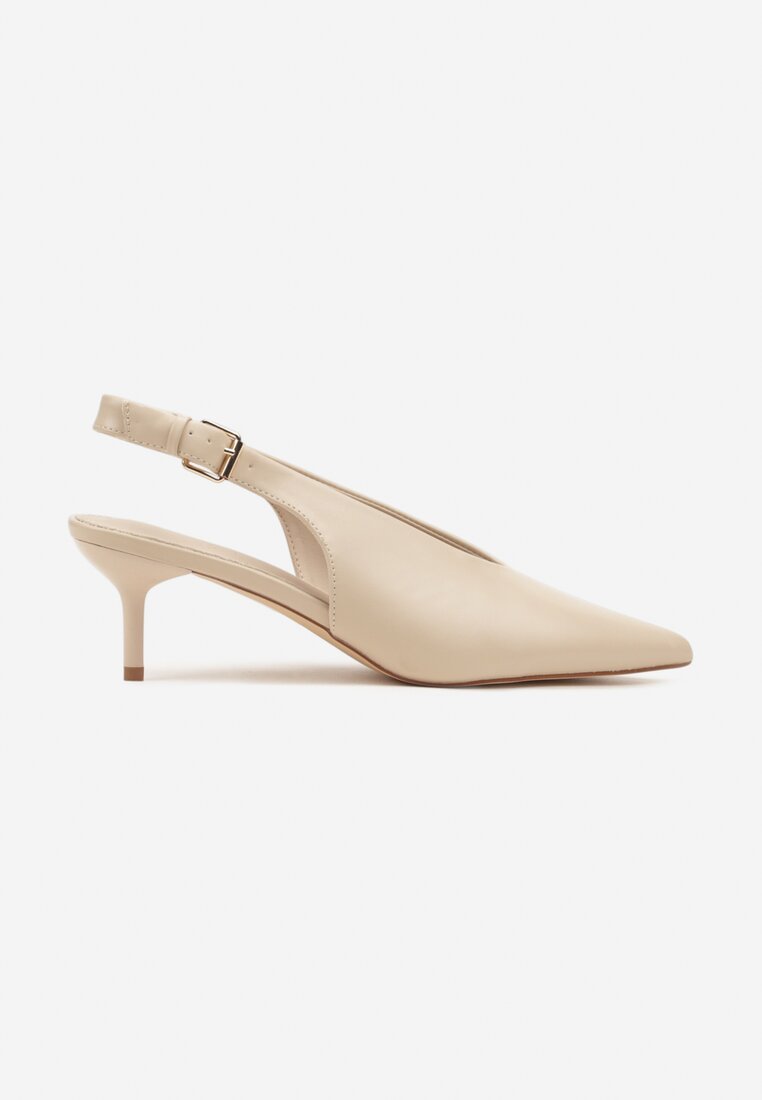 Beżowe Czółenka Typu Slingback na Szpilce Latinea