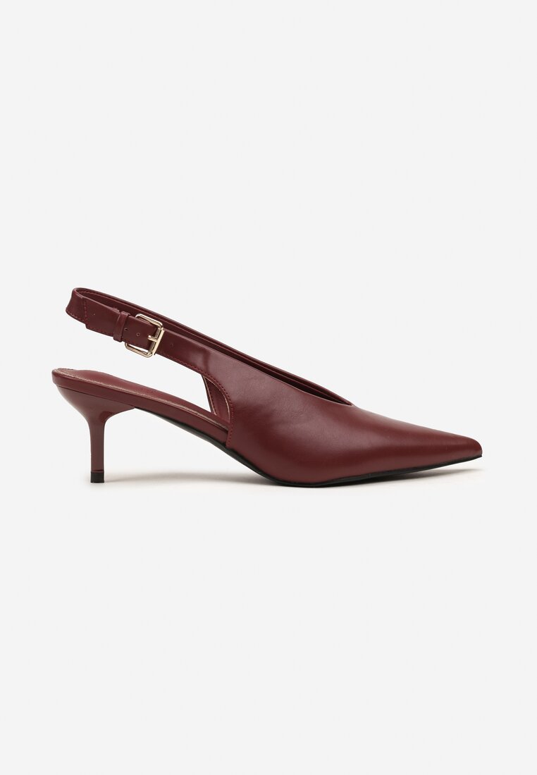 Bordowe Czółenka Typu Slingback na Szpilce Latinea