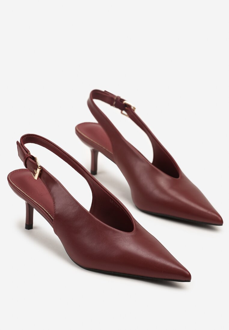 Bordowe Czółenka Typu Slingback na Szpilce Latinea
