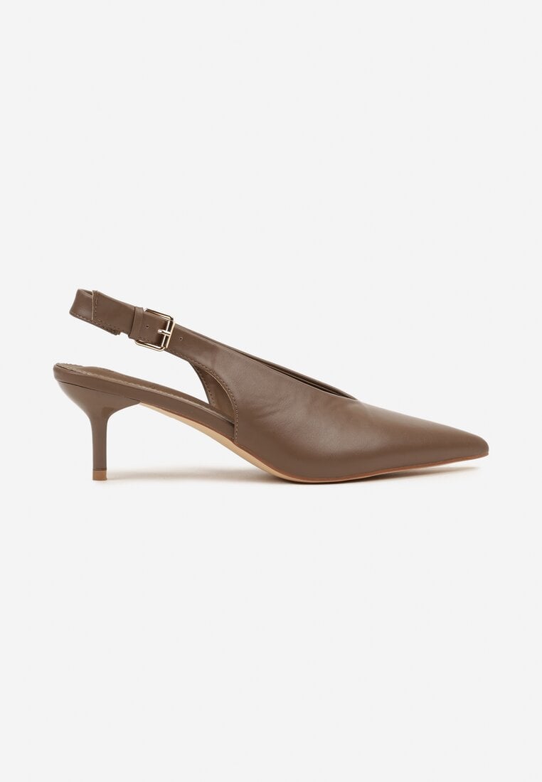 Brązowe Czółenka Typu Slingback na Szpilce Latinea