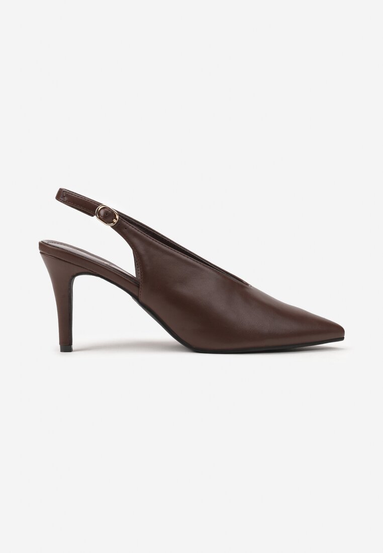 Brązowe Sandały Slingback na Obcasie Typu Szpilka Latira