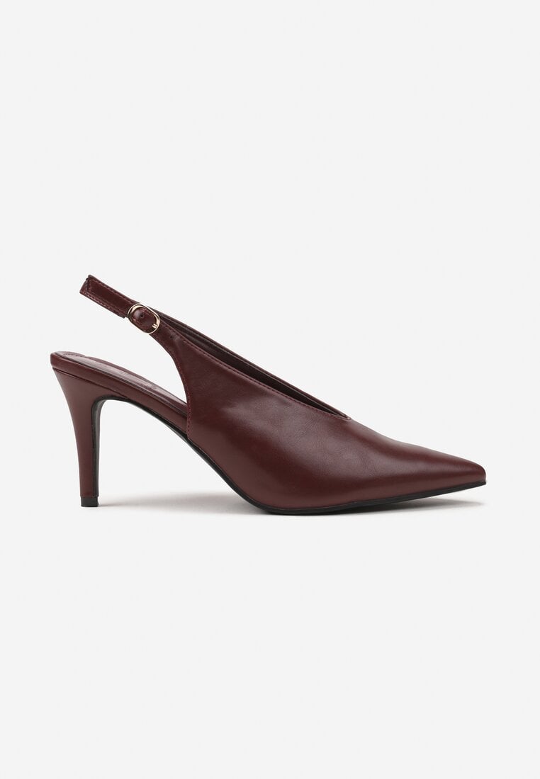 Bordowe Sandały Slingback na Obcasie Typu Szpilka Latira