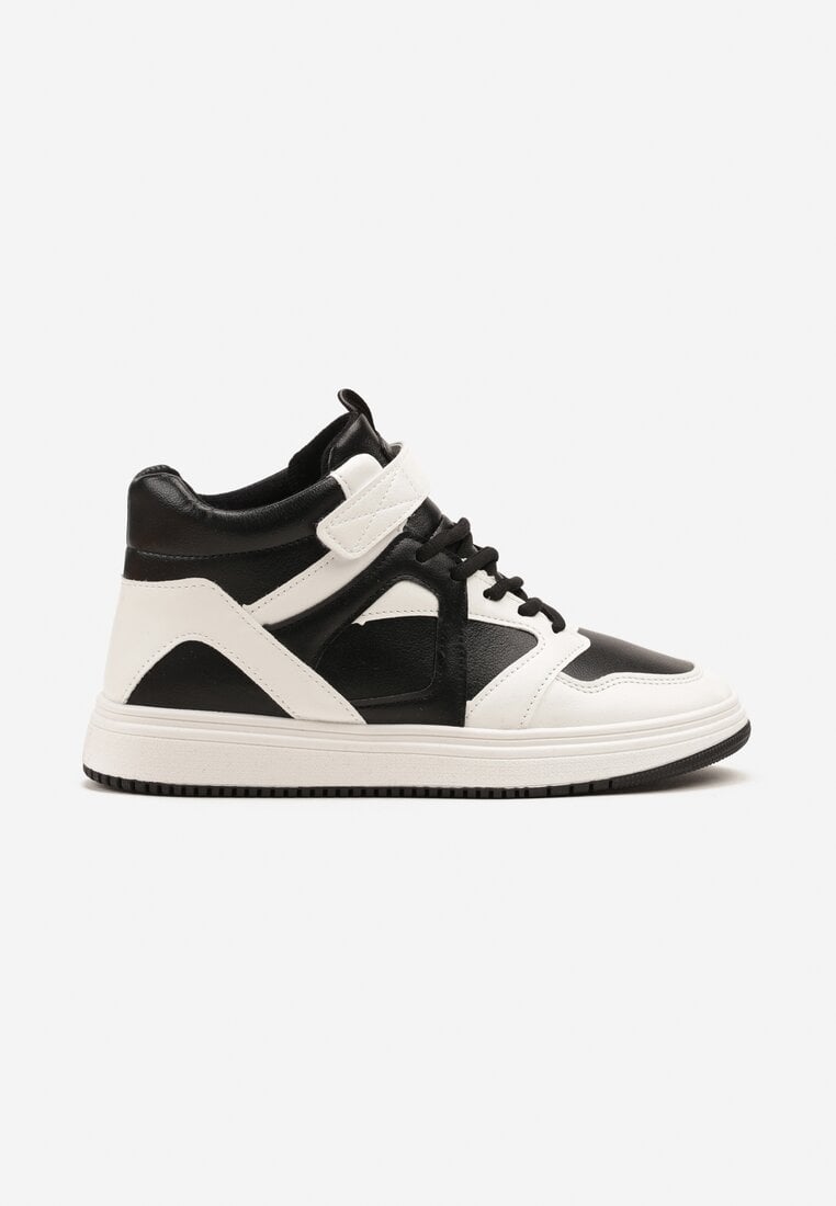 Czarno-Białe Sneakersy z Wysoką Cholewką Ylattia