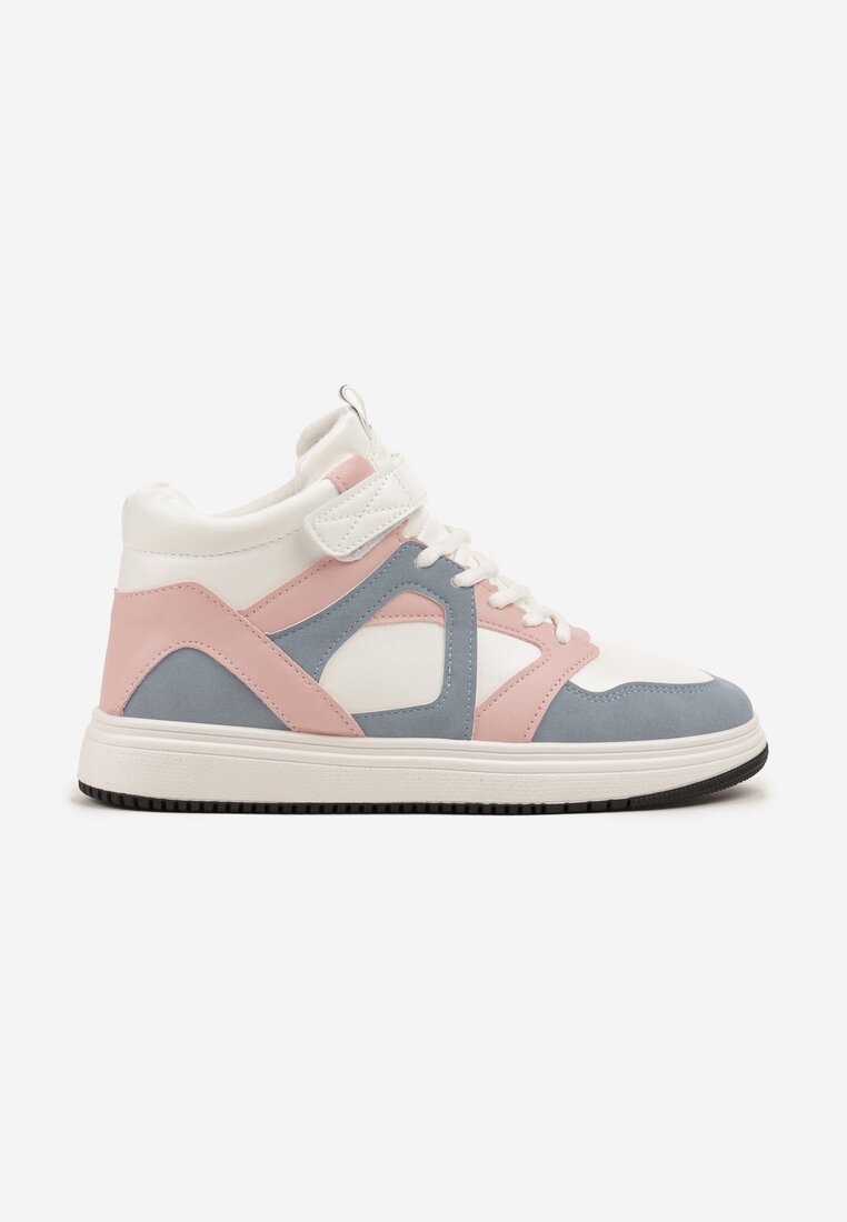 Biało-Różowe Sneakersy z Wysoką Cholewką Ylattia