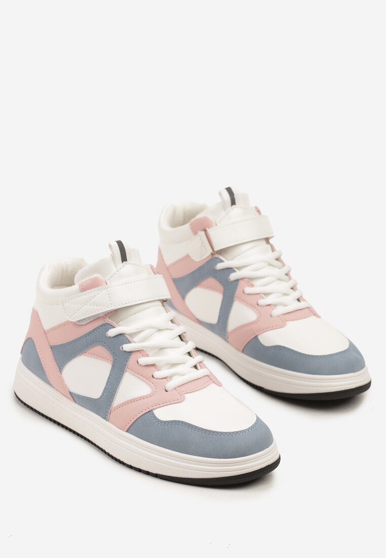 Biało-Różowe Sneakersy z Wysoką Cholewką Ylattia