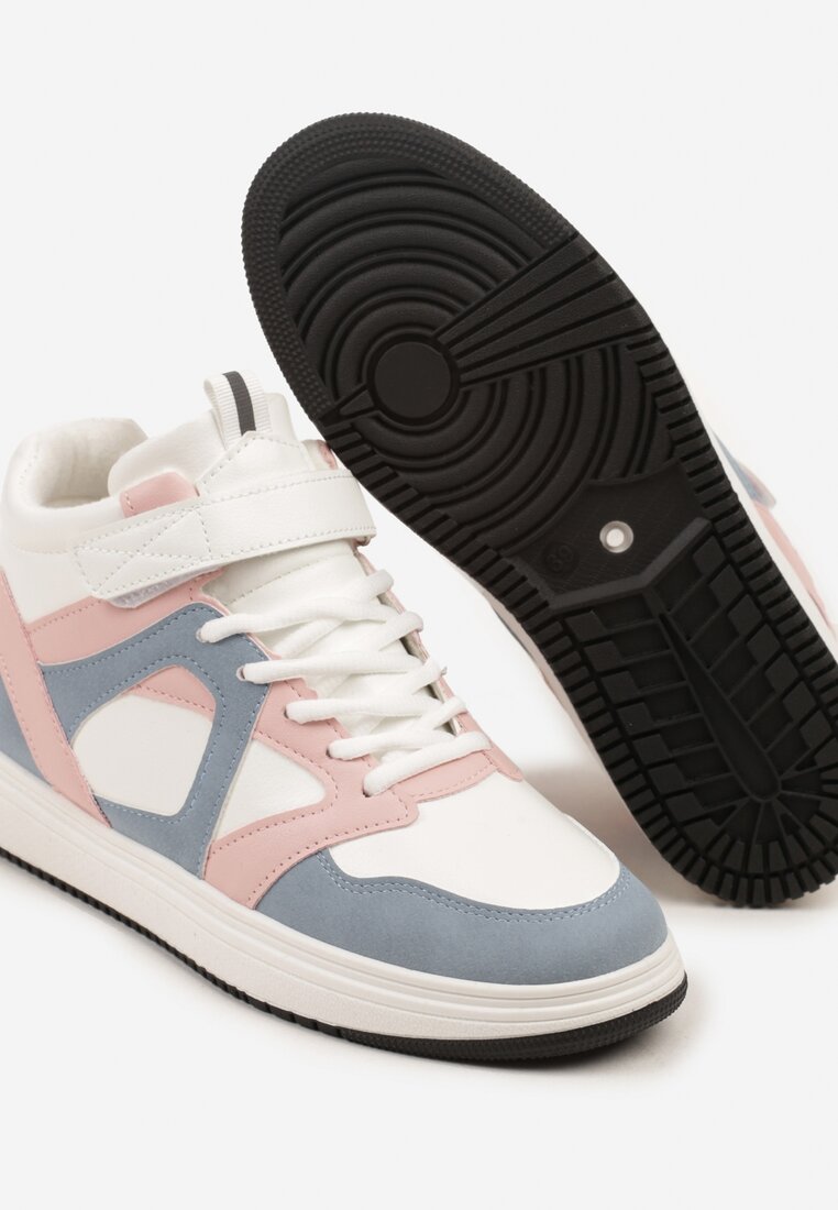 Biało-Różowe Sneakersy z Wysoką Cholewką Ylattia