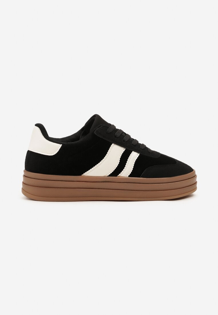 Czarne Sneakersy Typu Kultowe Tenisówki na Niskiej Platformie Tulafia