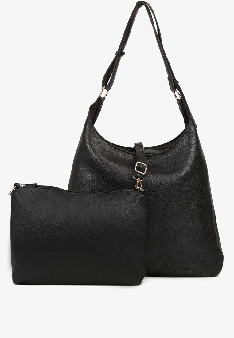 Czarna Torebka Hobo z Kosmetyczką i Paskiem Crossbody Zarosea